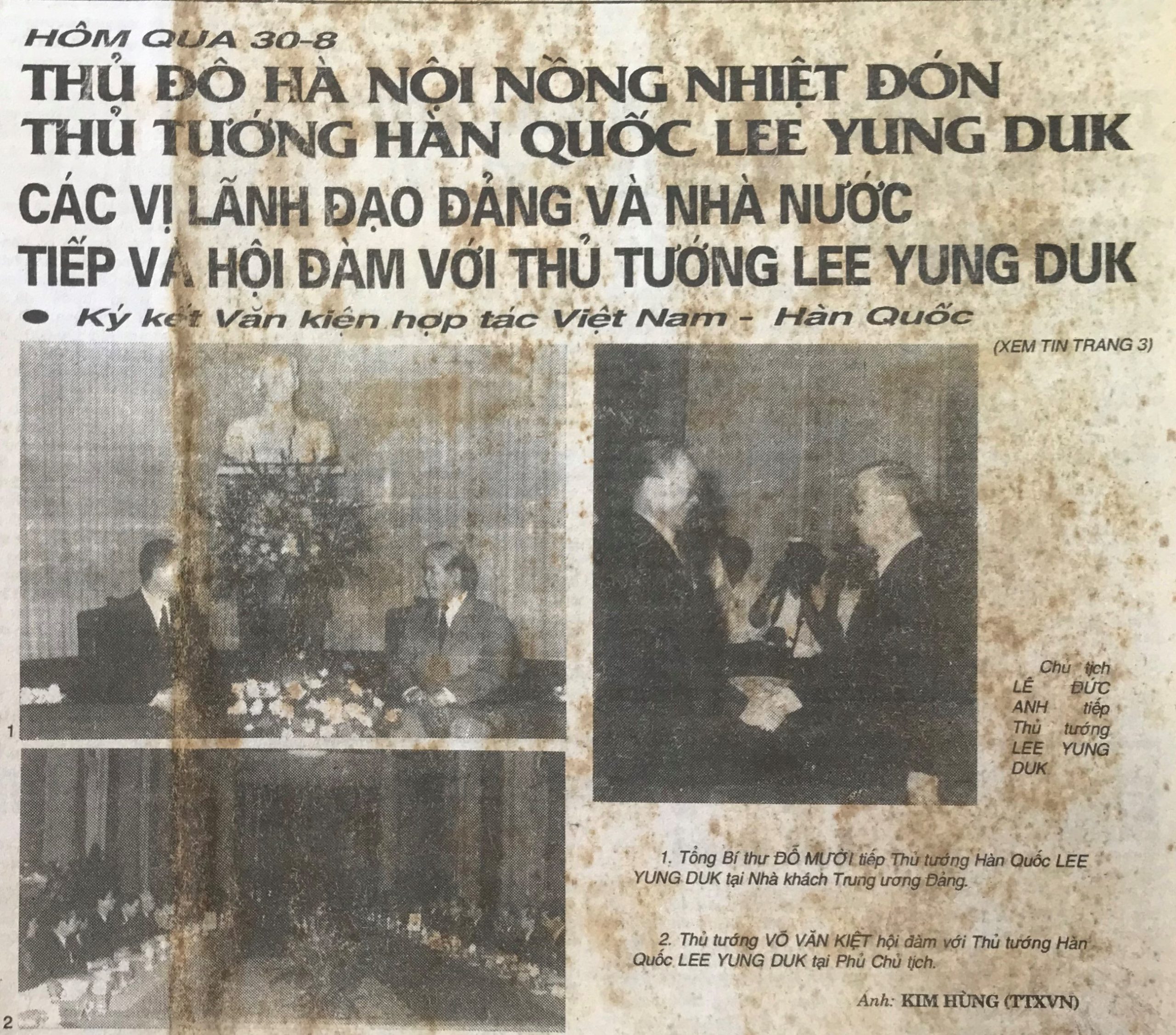 Hôm qua 30-8, Thủ đô Hà Nội nồng nhiệt đón Thủ tướng Hàn Quốc Lee Yung Duk